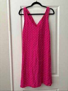 LOFT Hot Pink Polka Dot V-Neck Criss-Cross Back Sundress size XL